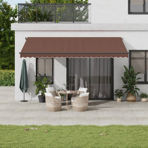 Tenda da Sole Retrattile Automatica con LED Marrone 500x300 cm 3310219