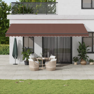 Tenda da Sole Retrattile Manuale con LED Marrone 600x300 cm 3310222