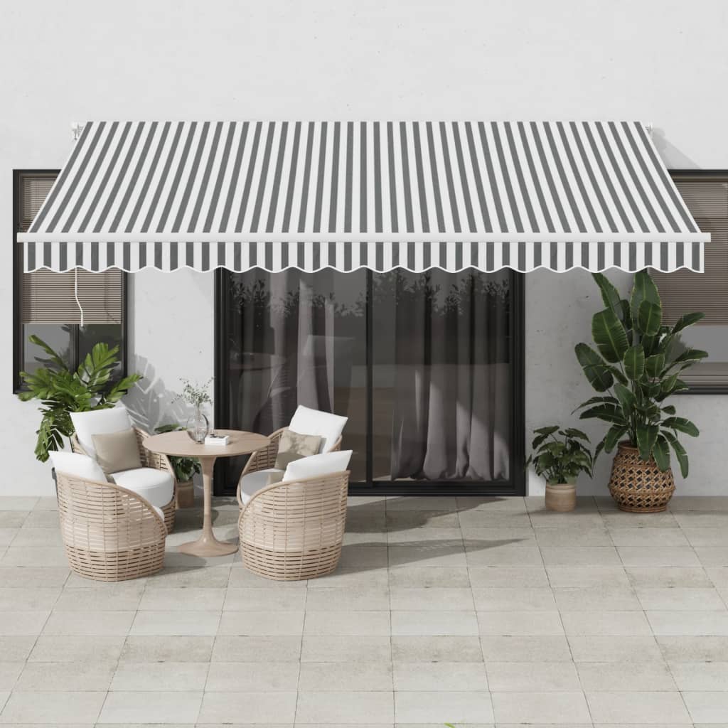 Tenda Retrattile Automatica Antracite e Bianco 450x300 cm 3310234