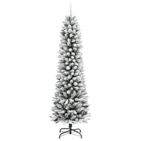 Albero Natale Artificiale Sottile Neve Floccata 240 cm PVC e PE 4019689