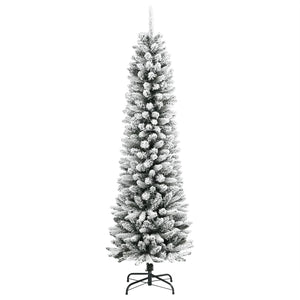 Albero Natale Artificiale Sottile Neve Floccata 240 cm PVC e PE 4019689