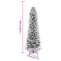 Albero Natale Artificiale Sottile Neve Floccata 240 cm PVC e PE 4019689