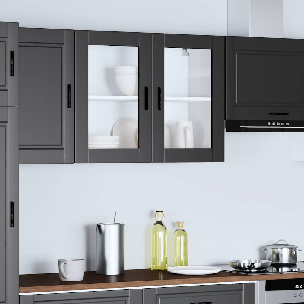 Pensile da Cucina con Porta in Vetro Porto Nero 854088