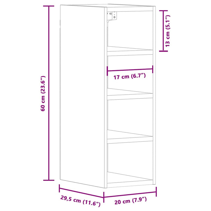 Mobile Pensile Rovere Artigianale 20x29,5x60 cm in Truciolato 854165