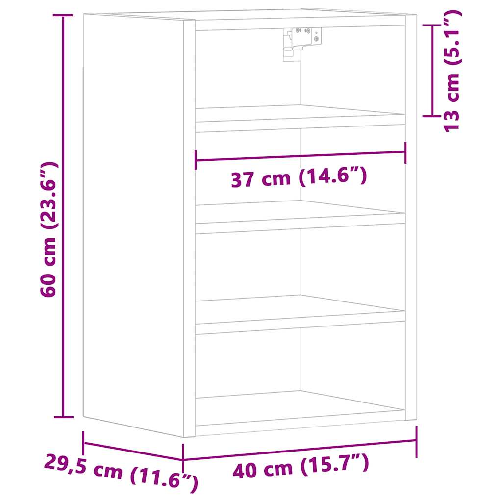 Mobile Pensile Grigio Cemento 40x29,5x60 cm Legno Multistrato 854178