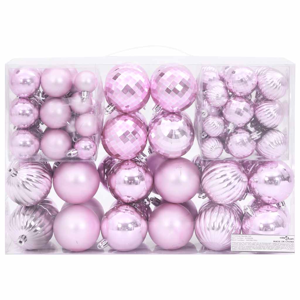 Palline di Natale 100 pz Rosa Ø3/4/6 cm 4100006