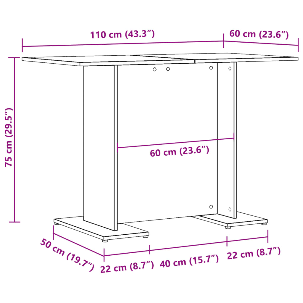 Tavolo da Pranzo Legno Antico 110x60x75 cm in Legno Multistrato 855808