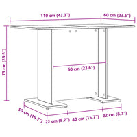 Tavolo da Pranzo Legno Antico 110x60x75 cm in Legno Multistrato 855808