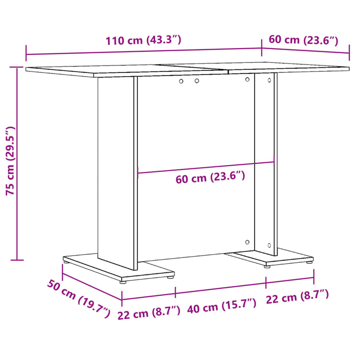 Tavolo da Pranzo Legno Antico 110x60x75 cm in Legno Multistrato 855808