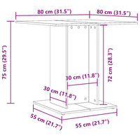 Tavolo Pranzo Rovere Artigianale 80x80x75 cm Legno Multistrato 855811