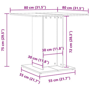 Tavolo Pranzo Rovere Artigianale 80x80x75 cm Legno Multistrato 855811