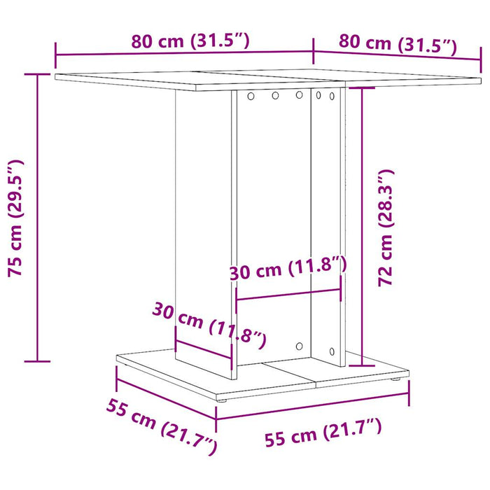 Tavolo Pranzo Rovere Artigianale 80x80x75 cm Legno Multistrato 855811