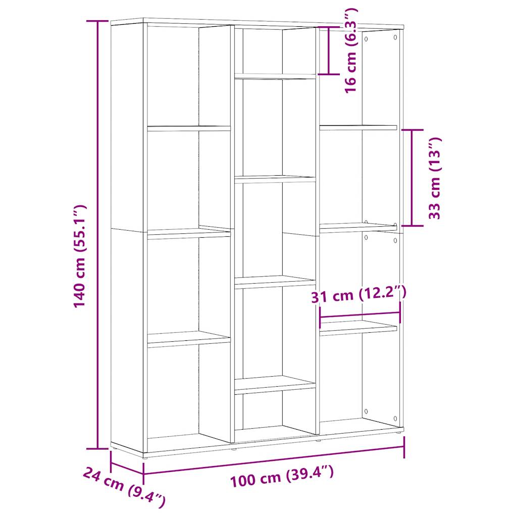 Libreria/Divisorio Legno Vecchio 100x24x140 cm in Truciolato 855842