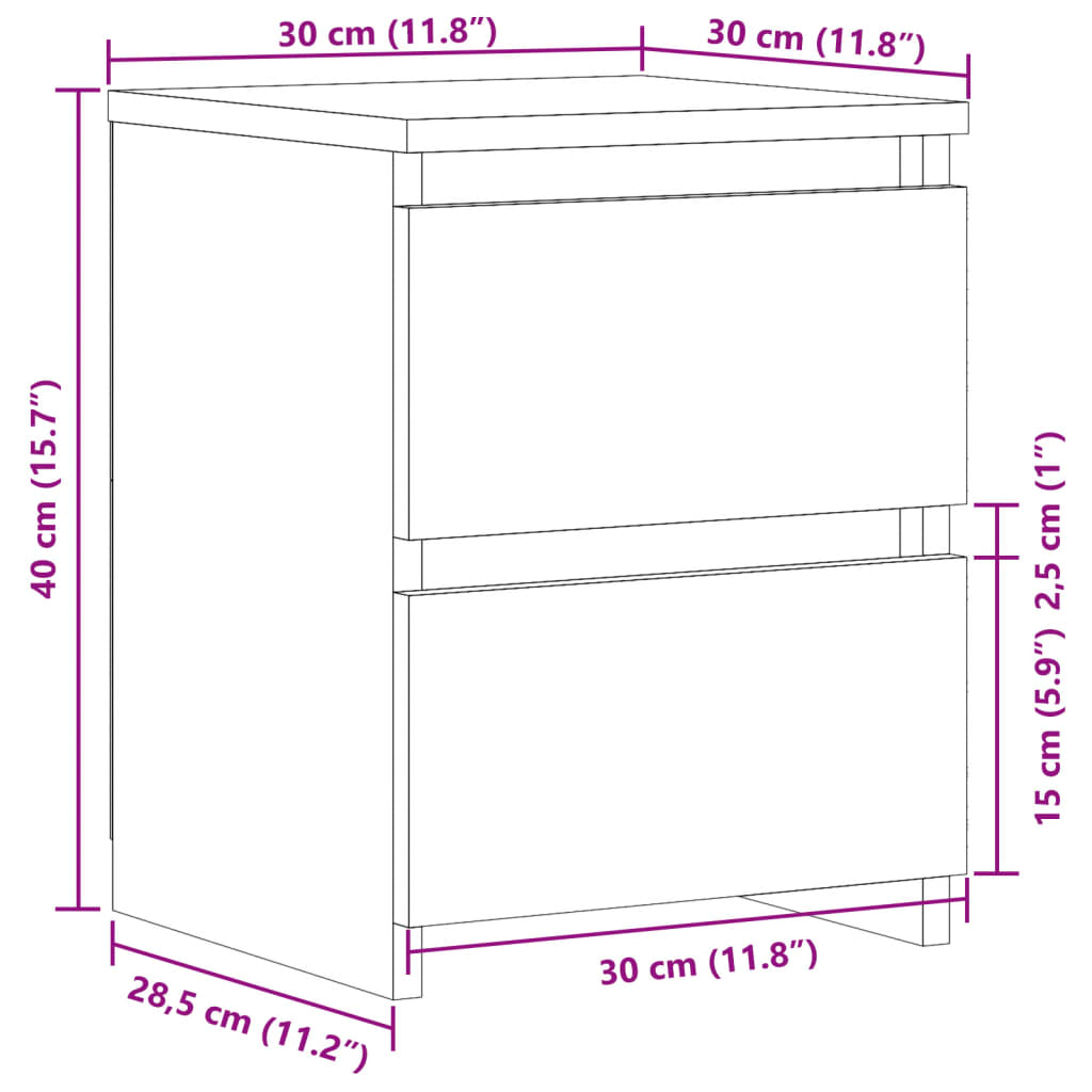 Comodino Rovere Artigianale 30x30x40 cm in Legno Multistrato 855848