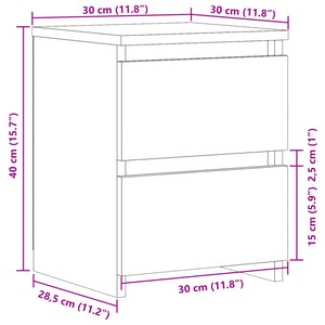 Comodino Rovere Artigianale 30x30x40 cm in Legno Multistrato 855848