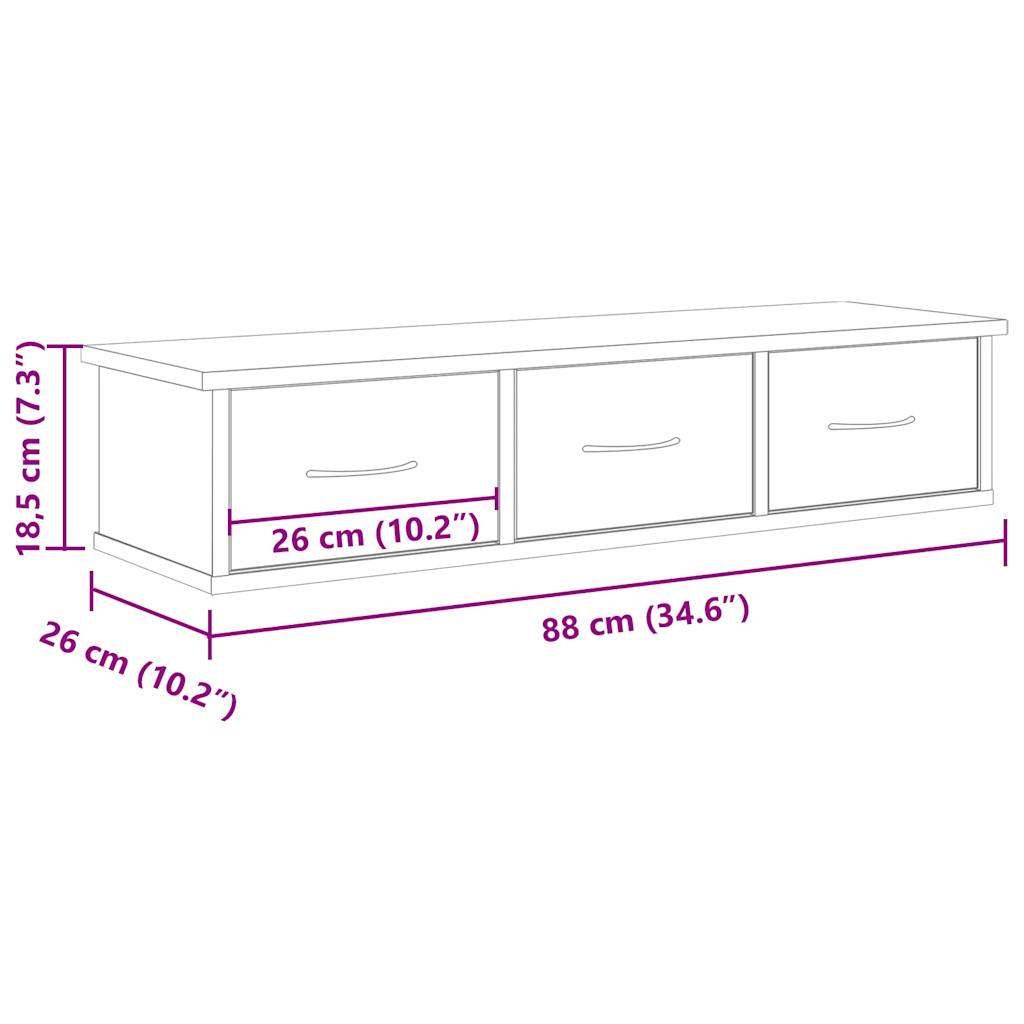 Mobile a Parete Rovere Artigianale 88x26x18,5 cm in Truciolato 855861