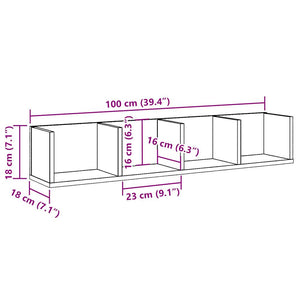 Scaffale Porta CD a Parete Antico 100x18x18cm Legno Multistrato 855950