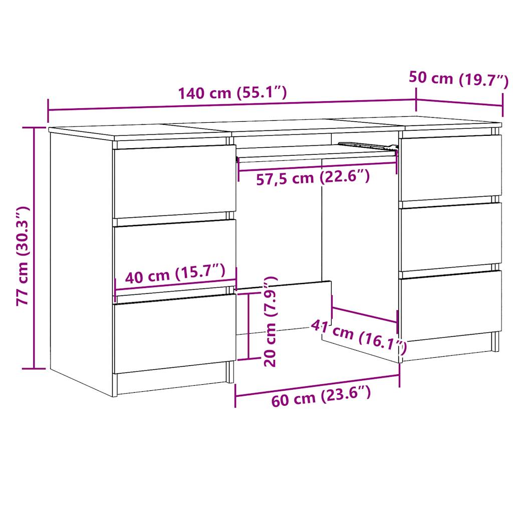 Scrivania Rovere Artigianale 140x50x77 cm in Legno Multistrato 855961