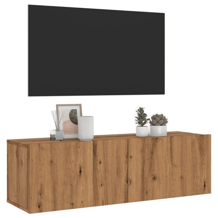 Mobile TV a Parete Rovere Artigianale 100x30x30cm in Truciolato 856019