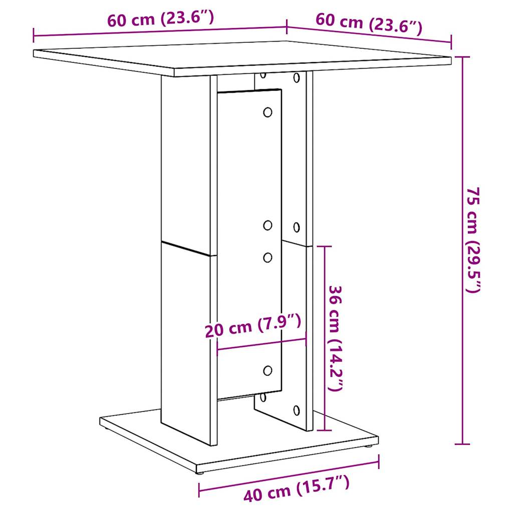 Tavolo da Bistrot Rovere Artigianale 60x60x75 cm in Truciolato 856023