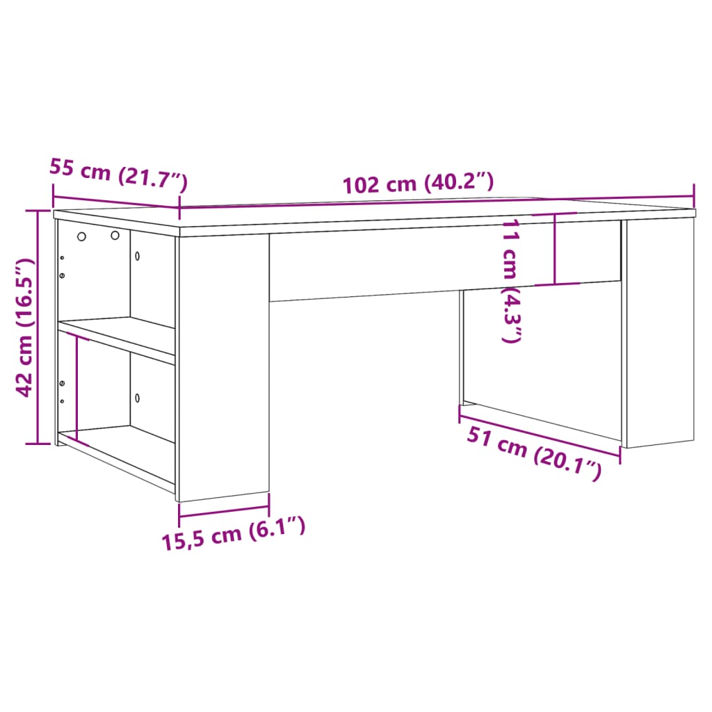 Tavolino Salotto Rovere Artigianale 102x55x42 cm Multistrato 856025