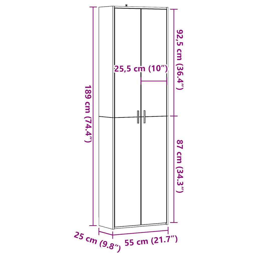 Armadio Corridoio Rovere Artigianale 55x25x189 cm in Truciolato 856031