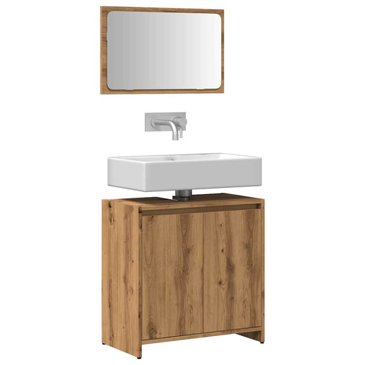 Set Mobili da Bagno 2 pz Rovere Artigianale Legno Multistrato 856068