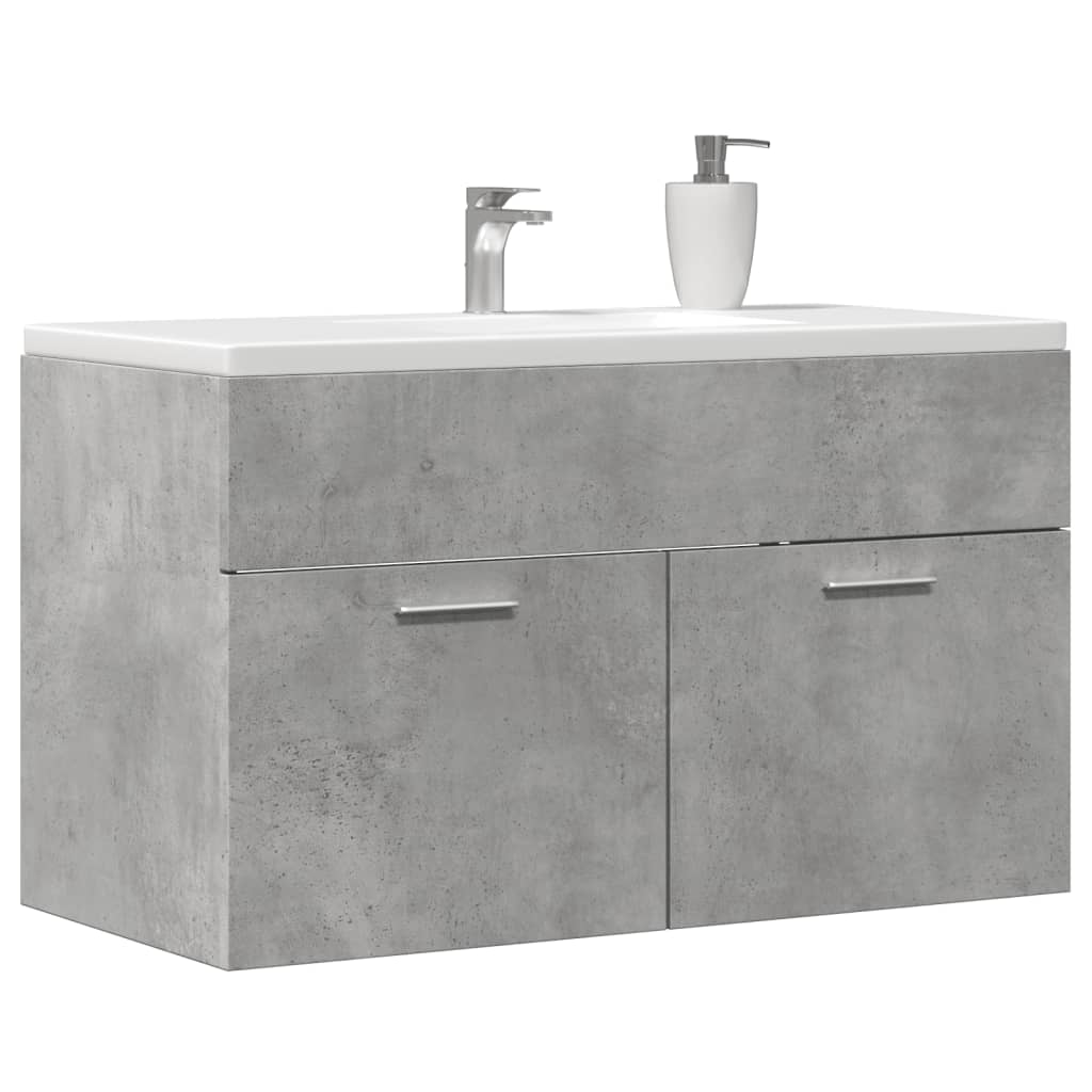 Mobile Lavabo Bagno Grigio Cemento 90x38,5x46 cm Multistrato 856214