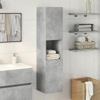 Mobile Pensile da Bagno Grigio Cemento 30x30x130cm Truciolato 856220