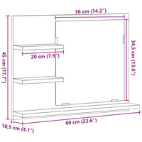 Armadietto a Specchio da Bagno Rovere Artigianale 60x10,5x45 cm 856256