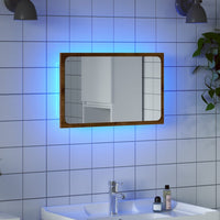 Specchio da Bagno con Luci LED Rovere Artigianale 60x8,5x38 cm 856266