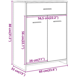 Armadietto Bagno Rovere 60x33x80 cm Legno Multistrato 856288