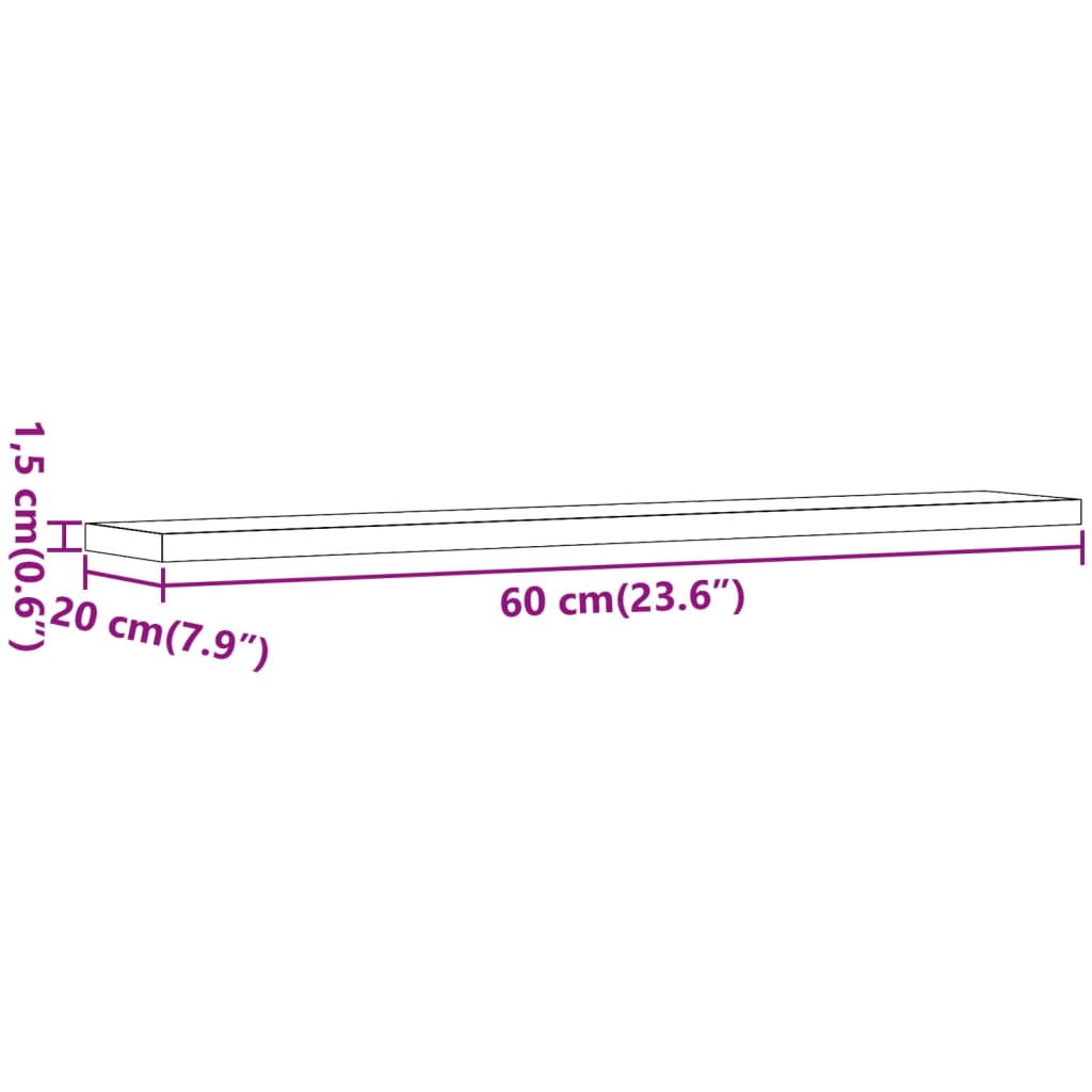 Mensole a Parete 4 pz Legno Antico 60x20x1,5 cm in Truciolato 856297