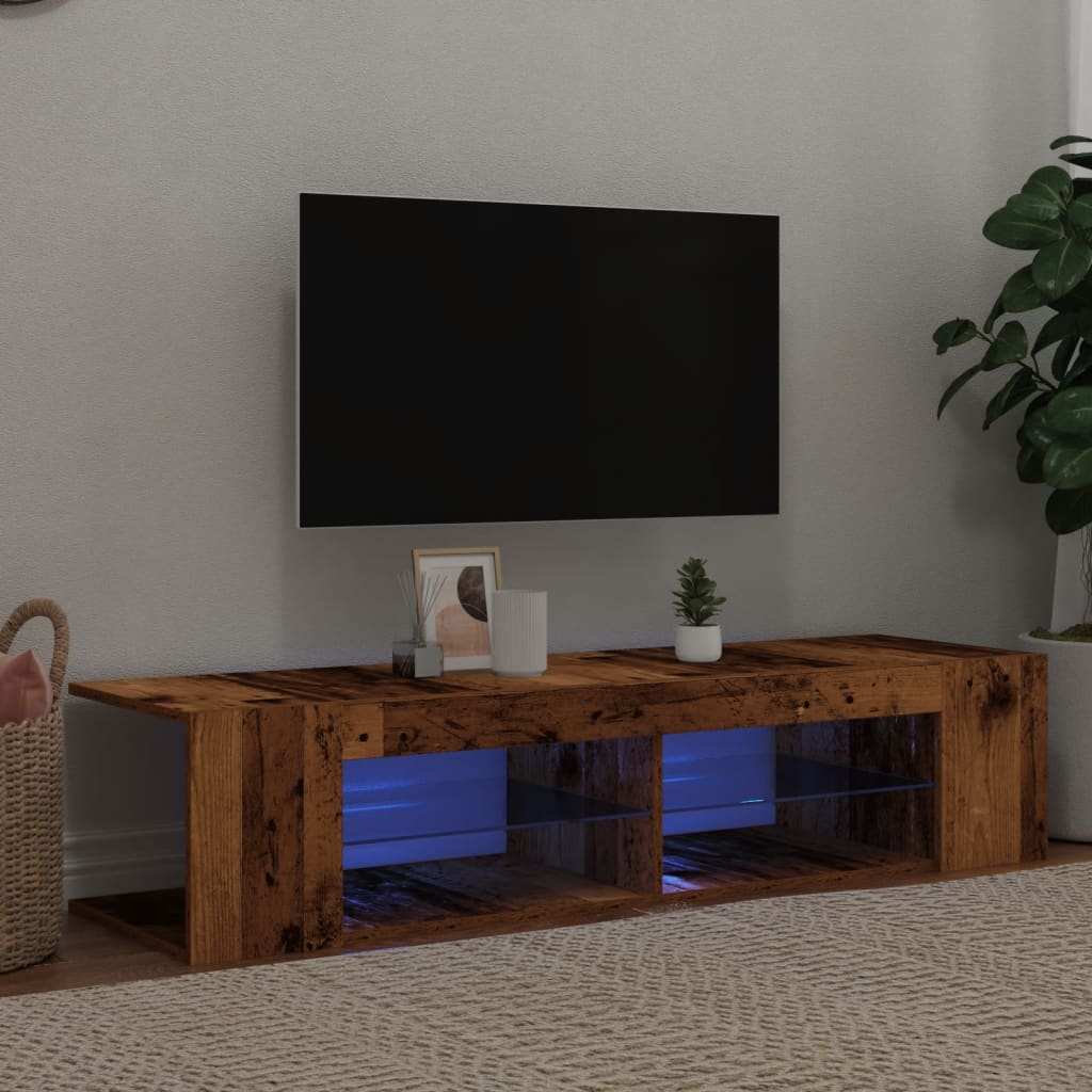 Mobile Porta TV con LED Legno Antico 135x39x30 cm Truciolato 856323