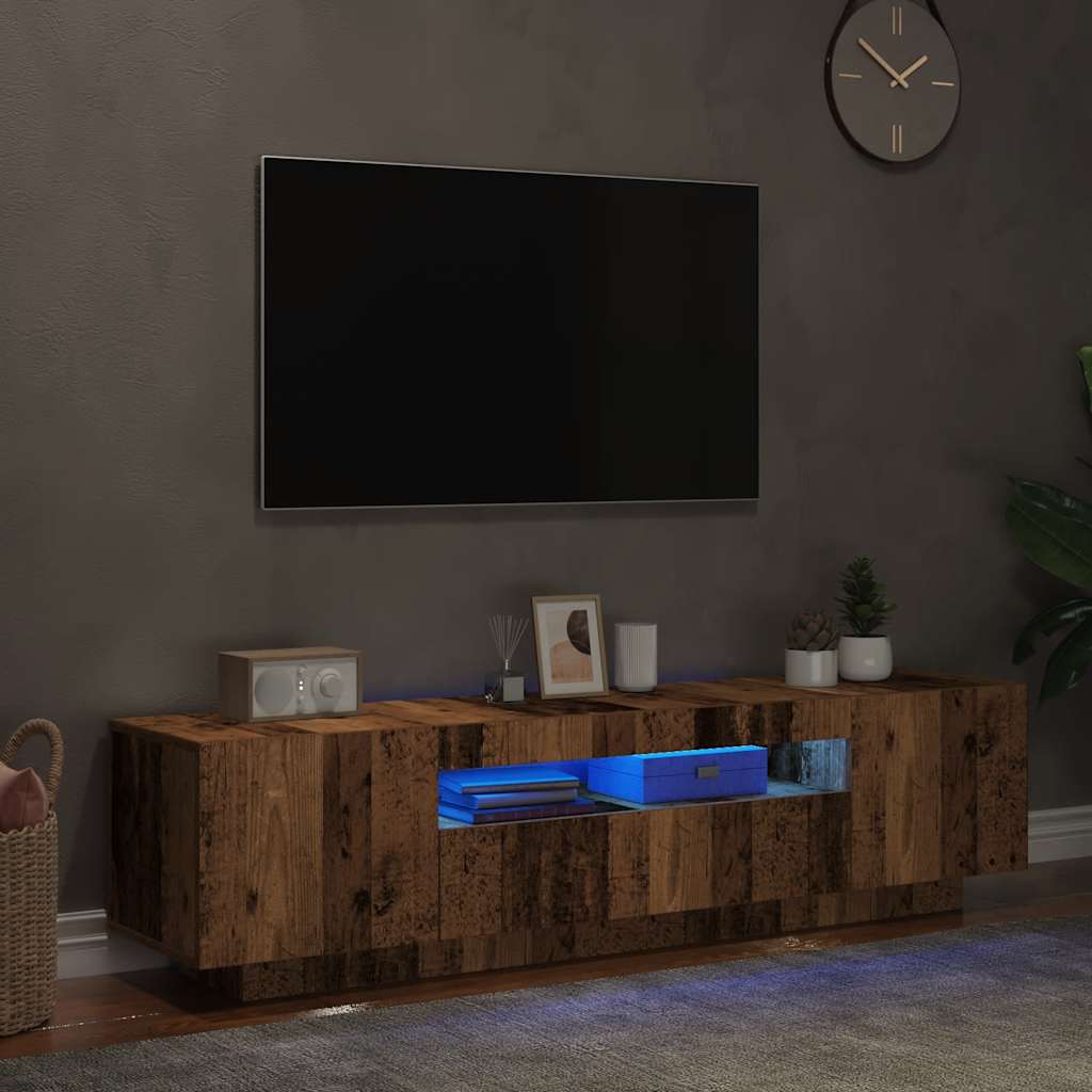 Mobile Porta TV con LED Legno Antico 160x35x40 cm Truciolato 856359