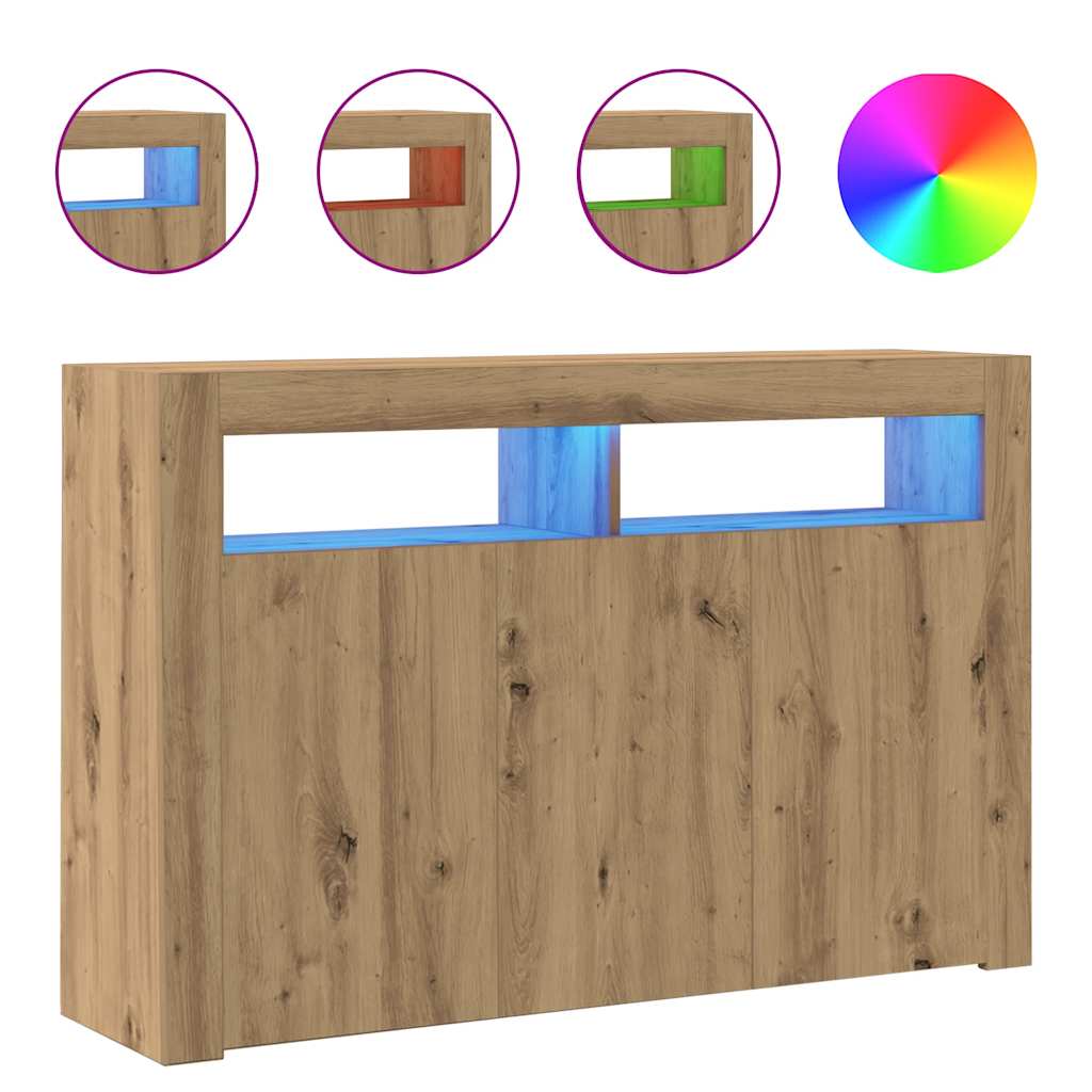 Credenza con Luci LED Artigianale 115,5x30x75 cm in Truciolato 856364