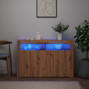 Credenza con Luci LED Artigianale 115,5x30x75 cm in Truciolato 856364