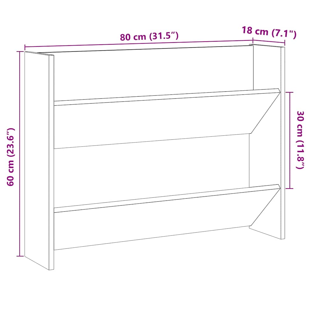 Scarpiera a Muro Rovere Artigianale 80x18x60 cm in Truciolato 856543