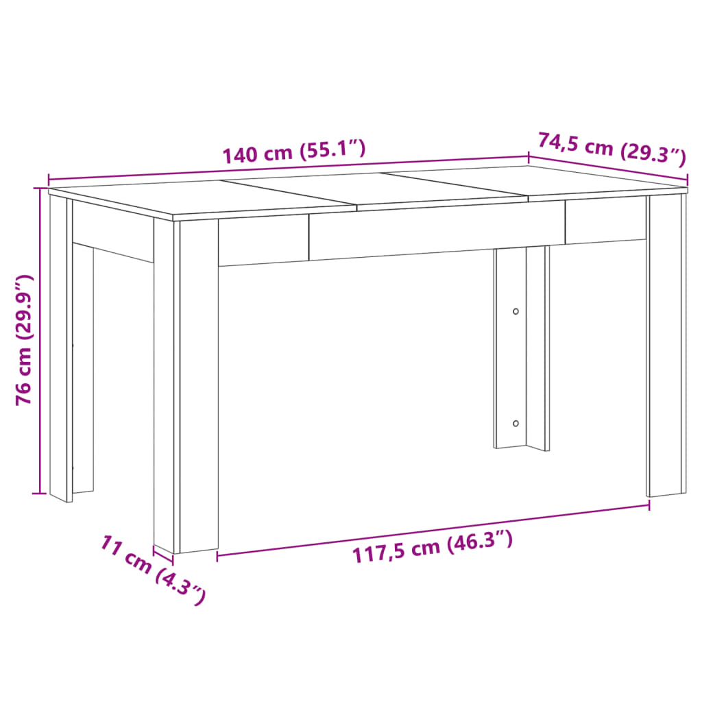 Tavolo Pranzo Artigianale 140x74,5x76 cm Legno Multistrato 856573