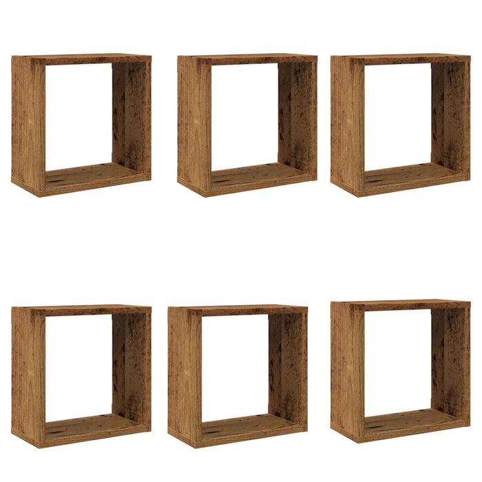 Mensole Parete a Cubo 6 pz Legno Vecchio 30x15x30 cm Truciolato 856578