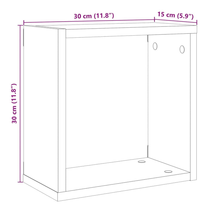 Mensole Parete a Cubo 6 pz Legno Vecchio 30x15x30 cm Truciolato 856578