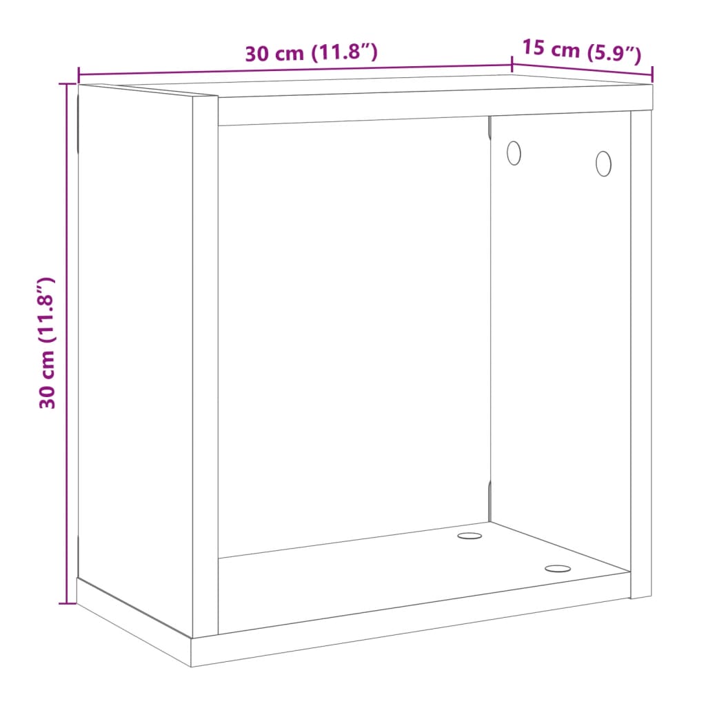 Mensole Parete a Cubo 2 pz Artigianale 30x15x30 cm Truciolato 856579