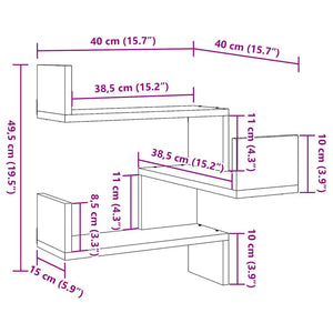 Scaffale Angolare Muro Artigianale 40x40x49,5 cm in Truciolato 856608