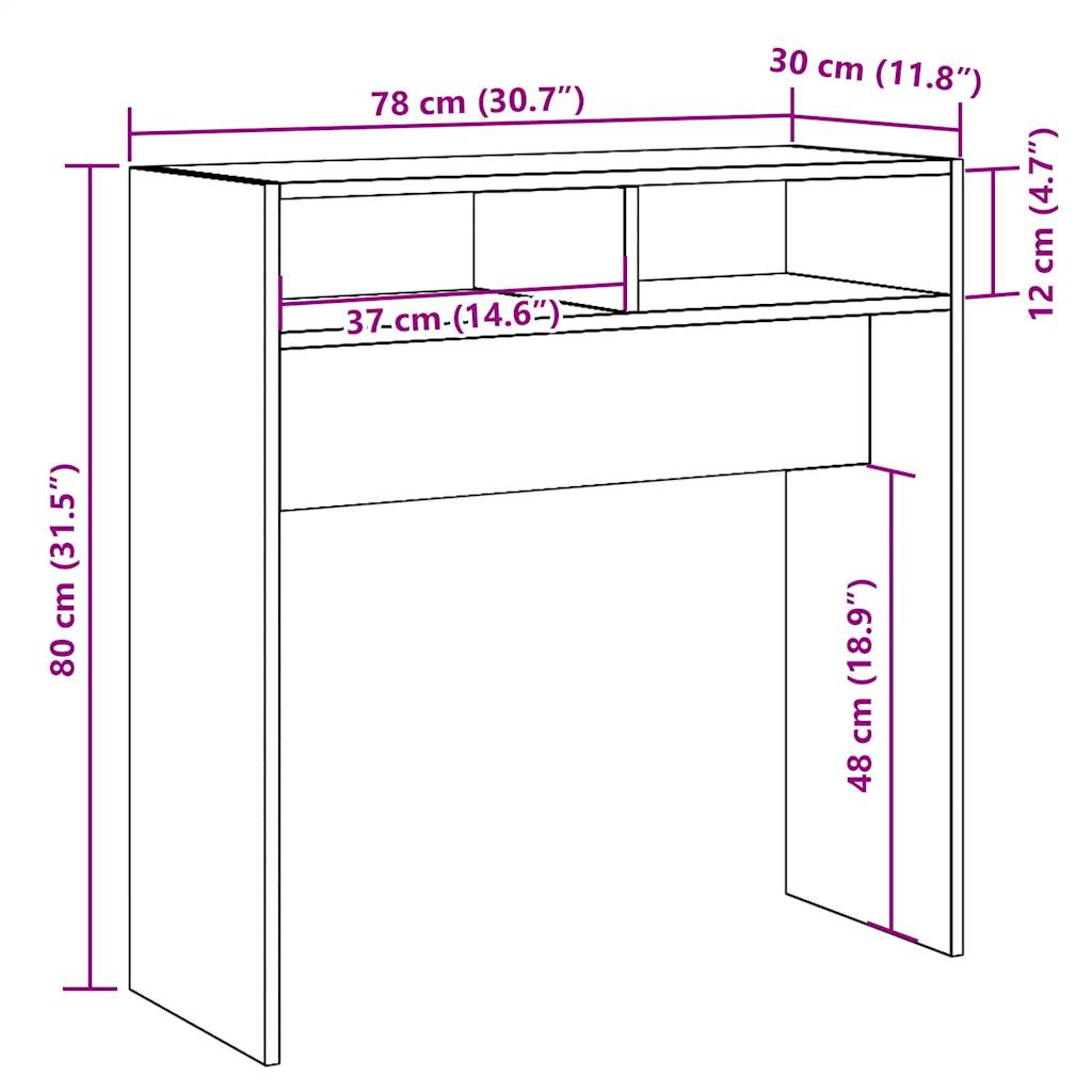 Tavolino Consolle Legno Antico 78x30x80 cm in Truciolato 856620