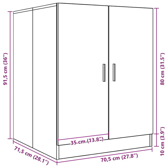 Mobile per Lavatrice Rovere Artigianale 70,5x71,5x91,5 cm 856641