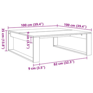 Tavolino Salotto Rovere Artigianale 100x100x35 cm in Truciolato 856691