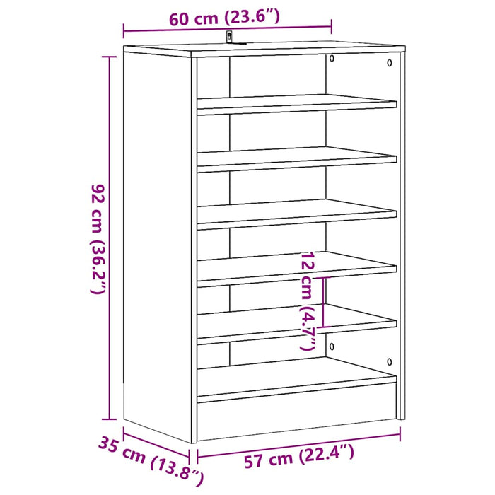 Scarpiera Legno Antico 60x35x92 cm in Legno Multistrato 856702