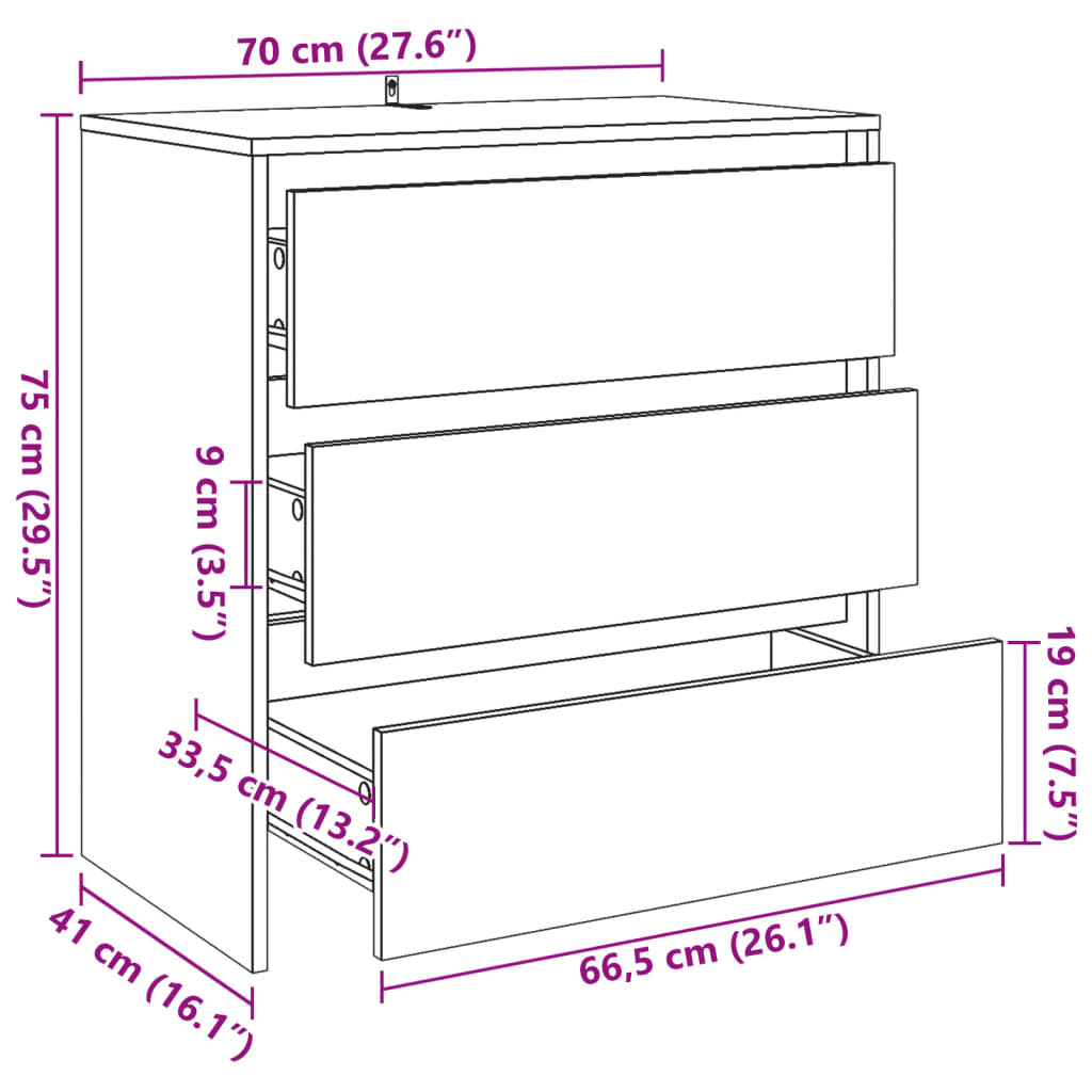 Credenza Legno Antico 70x41x75 cm in Truciolato 856778