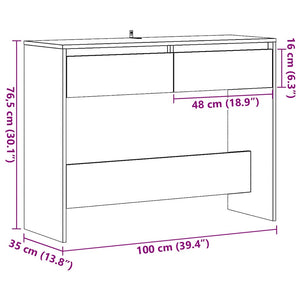 Tavolo Consolle Rovere Artigianale 100x35x76,5 cm in Truciolato 856785