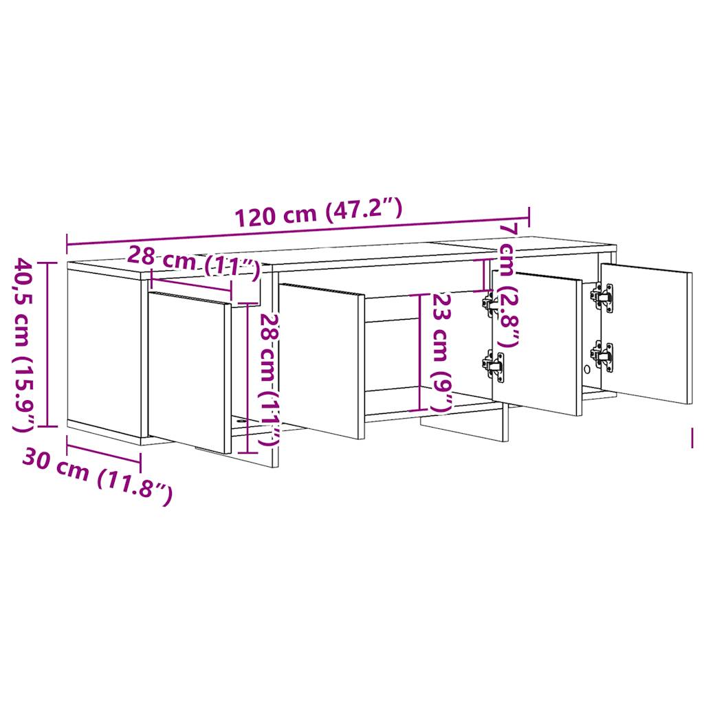 Mobile Porta TV Legno Antico 120x30x40,5 cm Legno Multistrato 856786